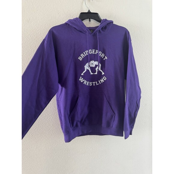 Waukegan Wrestling Distressed Retro Wrestler Pullover Hoodie purple size M - Picture 7 of 12